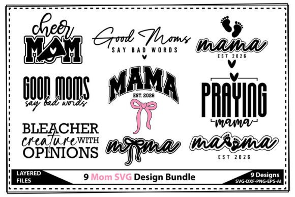 9 Mom SVG Design Bundle
