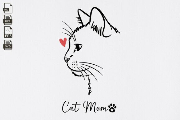 Cat Mom SVG: Minimalist Cat Line Art