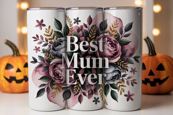 Elegant Dark Floral Mom Tumbler Wrap