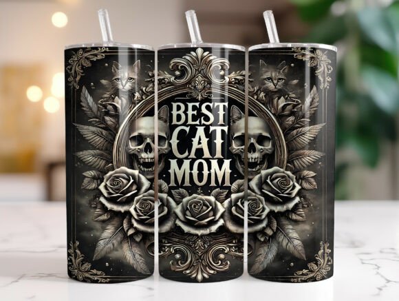 Gothic Best Cat Mom 20oz Tumbler Wrap