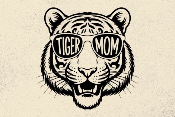 Tiger Mom Svg, Tiger Head with Glasses