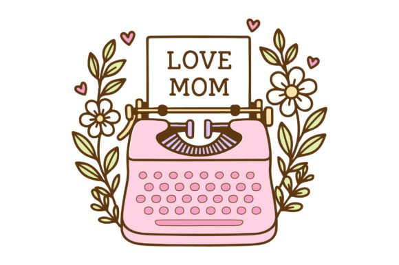 Vintage Typewriter Mom SVG